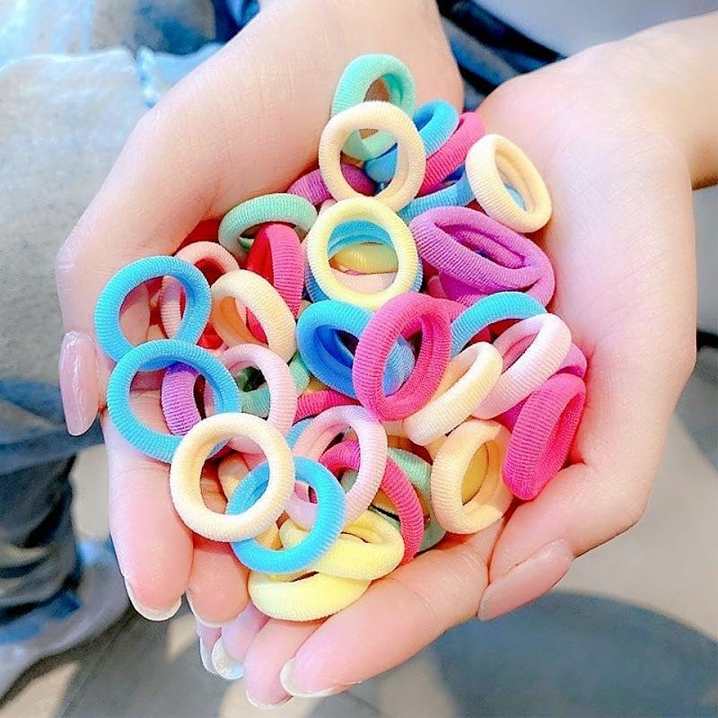 Tesvyns 300Pcs Baby Hair Ties Cotton Toddler Hair Ties for Girls and Kids, Kids Seamless Hair Bands Ponytail Holders(Multiple colors) - Image 2